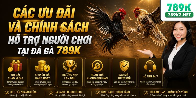 Các ưu đãi và chính sách hỗ trợ người chơi tại đá gà 789K